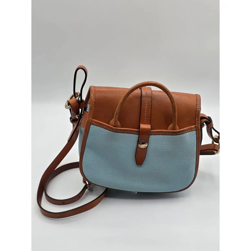 Dooney & Bourke Verona Bionda Cristina Leather Crossbody Satchel Blue Tan